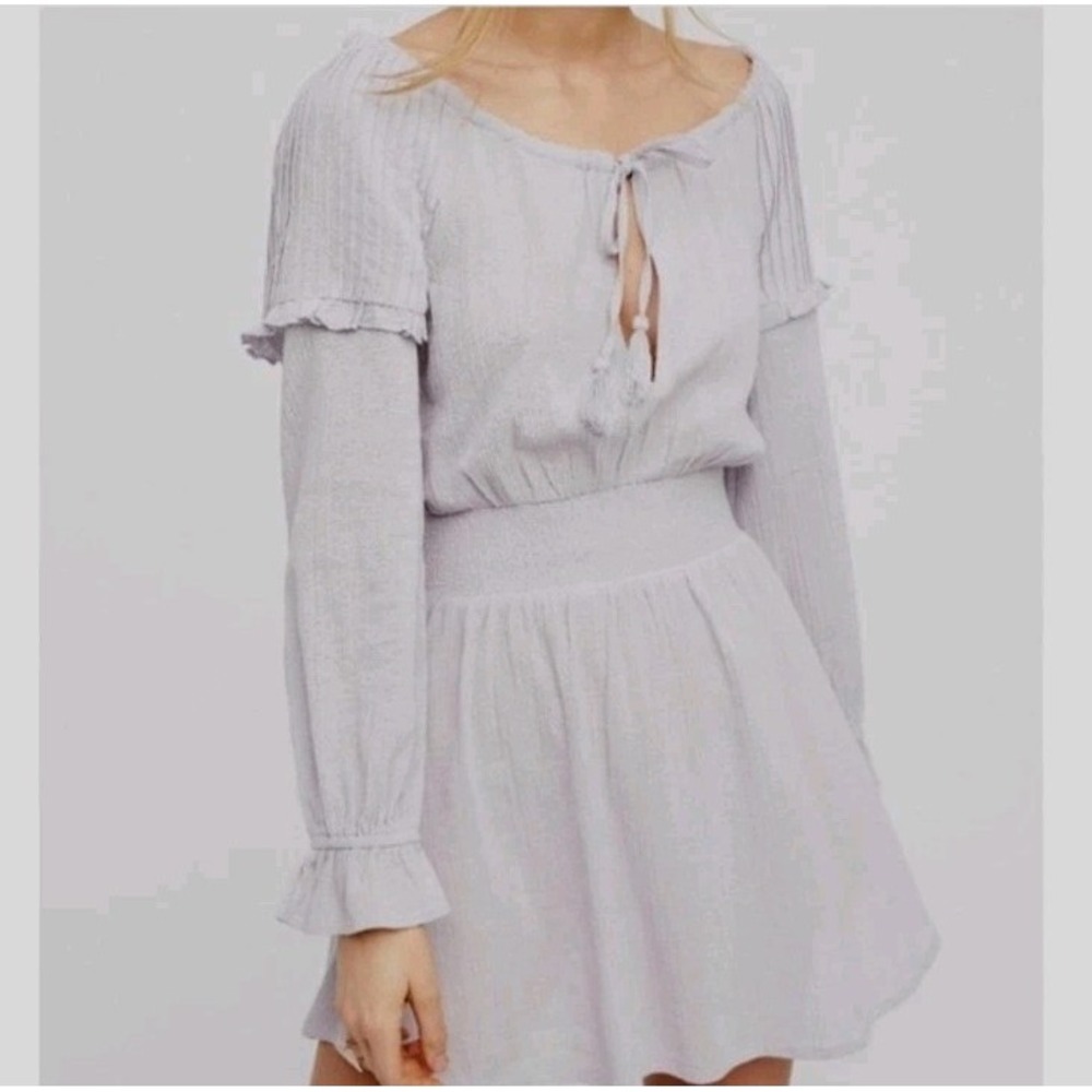 Free People Early Morning dress in dusty‎ lavender features a smocked waist Med